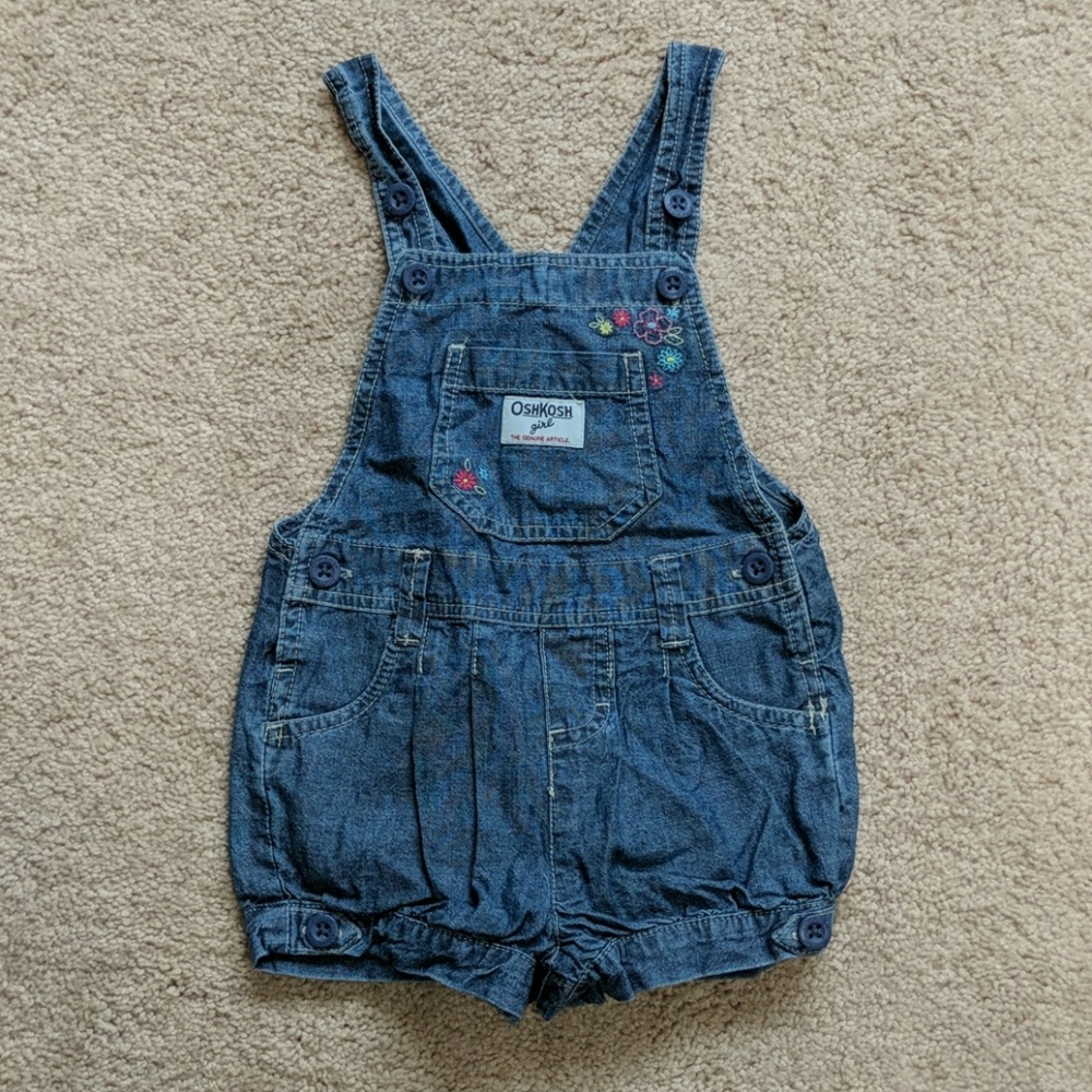 ❤️Osh Kosh 24mo "shortalls" with floral embroidery